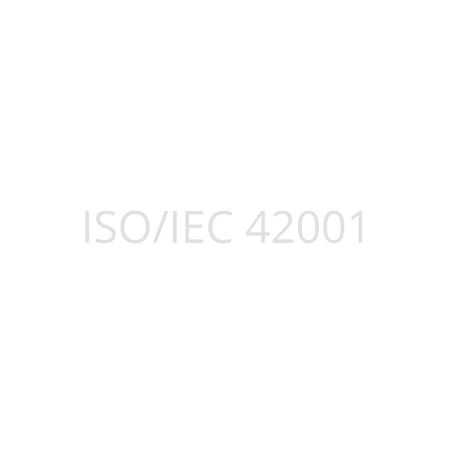 Certificação ISO/IEC 42001 em fundo degradê azul escuro